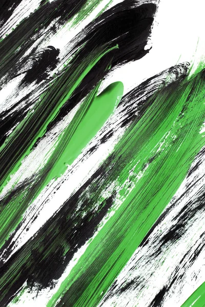 Black Green Paint Brush Strokes Isolated White — Stock Photo, Image