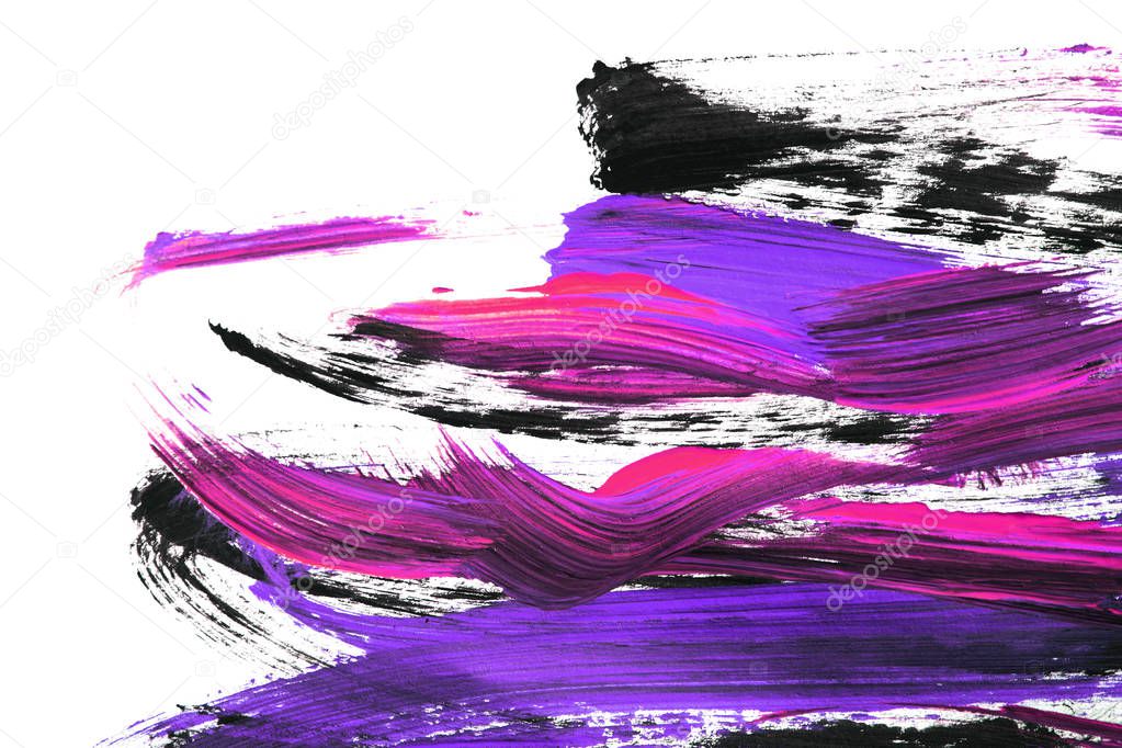 Abstract colorful paint brush strokes on white background