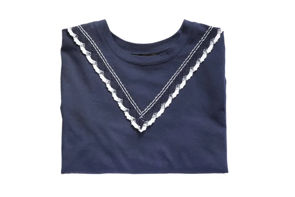 Gefaltetes Blaues Baumwoll Sweatshirt Isoliert Über Weißem — Stockfoto