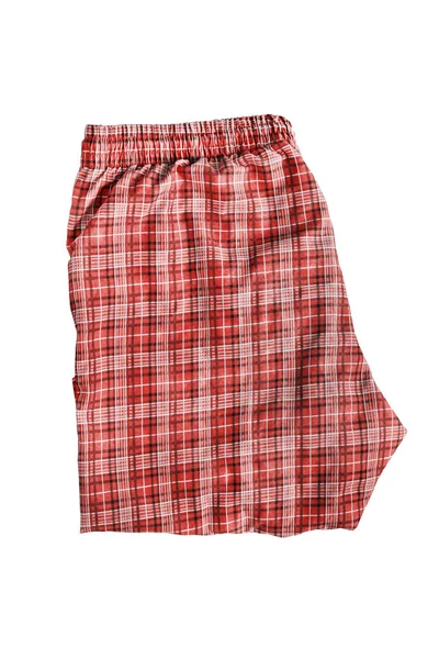 Folded Red Tartan Pants White Background — Stock Photo, Image