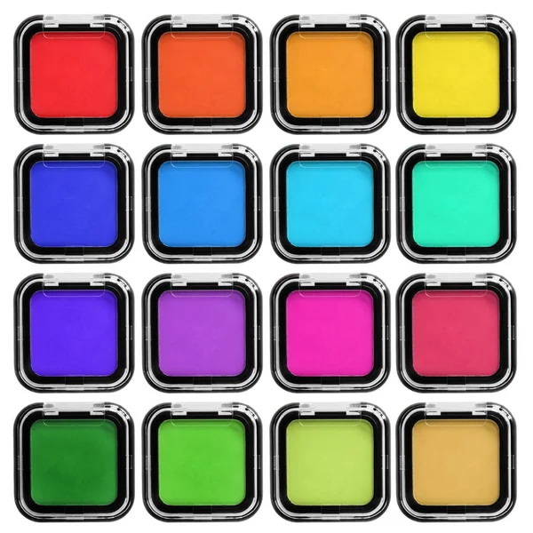 Conjunto Sombras Coloridas Cajas Plástico Aisladas Sobre Blanco —  Fotos de Stock