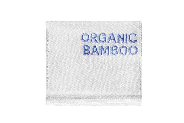 Textile Clothes Label Says Organic Bamboo Isolated White — Stock Photo, Image