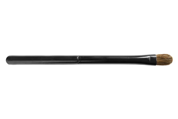 Кисть Макияжа Черной Пластиковой Ручкой Изолированной Поверх Белого — стоковое фото