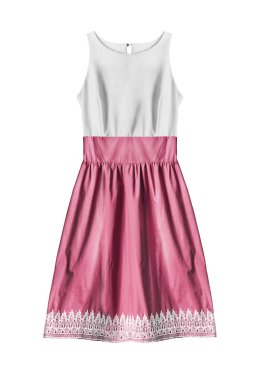 Beyaz bitti izole pembe alevlendi etek ile kolsuz sundress