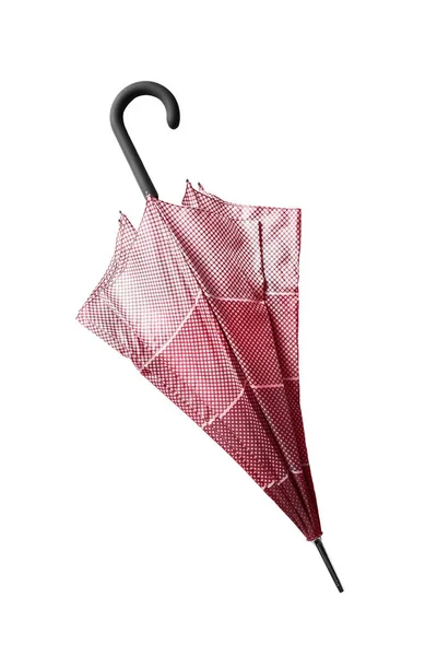 Elszigetelt Felett Fehér Elegáns Rózsaszín Pöttyös Esernyő Összecsukható — Stock Fotó