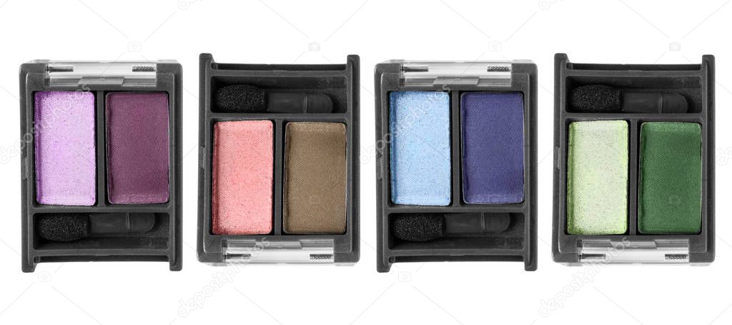 Palette of double mat eyeshadows isolated over white