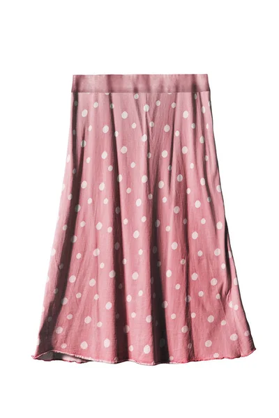 Vintage Polka Dots Pink Flared Skirt Isolated White — Stock Photo, Image