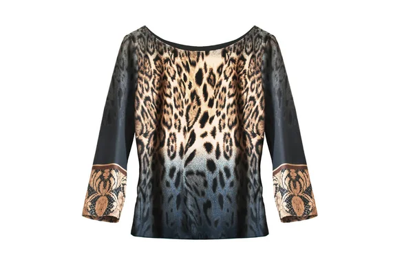 Leopard Printed Long Sleeves Blouse White Background — Stock Photo, Image