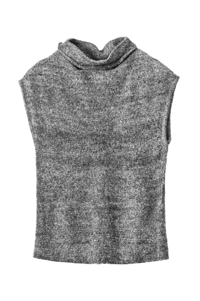 Grey Wool Knitted Sleeveless Shirt White Background — Stock Photo, Image