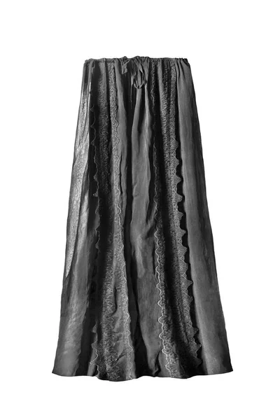 Elegant Black Chiffon Long Skirt White Background — Stock Photo, Image