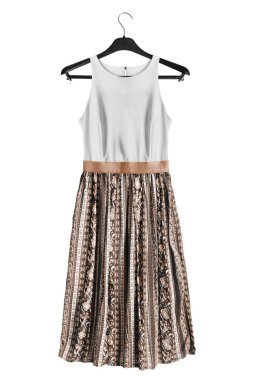 Siyah elbiseli raf beyaz bitti izole asılı kahverengi alevlendi etek ile Sundress