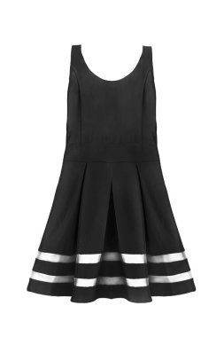 Beyaz bitti izole siyah kolsuz Pileli mini spor elbise