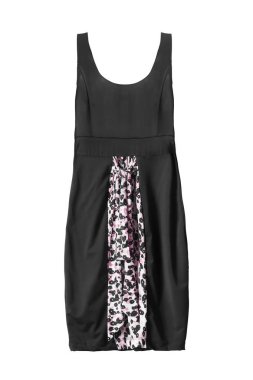 Beyaz bitti izole siyah ve pembe ipek zarif elbise