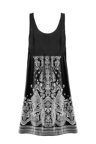 Black and white silk printed dress isolated over white