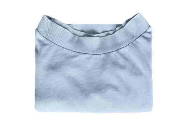 Gevouwen Blue Katoen Sweatshirt Geïsoleerd Wit — Stockfoto