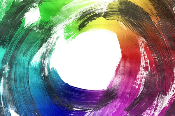 Rainbow Colored Abstract Paint Brush Strokes White Background — Stock Photo, Image