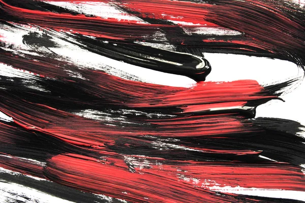 Pittura Acrilica Nera Rossa Sfondo Bianco — Foto Stock