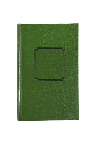 Buch Mit Leerem Grünen Einband Auf Weißem Hintergrund — Stockfoto