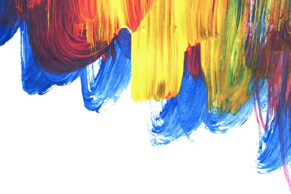 Beyaz Arka Plan Üzerinde Renkli Guaş Soyut Fırça Darbeleri — Stok fotoğraf