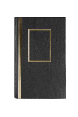 Beyaz arka plan üzerinde siyah yaldızlı kapaklı kitap