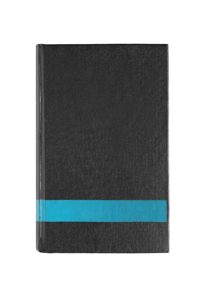 Preto Branco Com Capa Livro Tira Azul Isolado Sobre Branco — Fotografia de Stock
