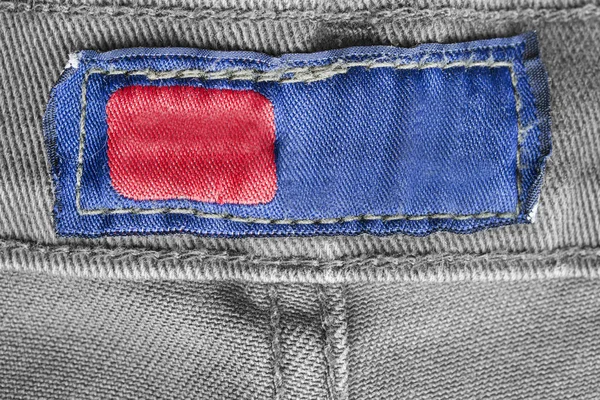 Lege Textiel Kleding Label Ongebleekte Katoen Achtergrond Closeup — Stockfoto