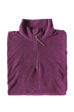 Beyaz arka plan üzerinde mor spor katlanmış sweatshirt