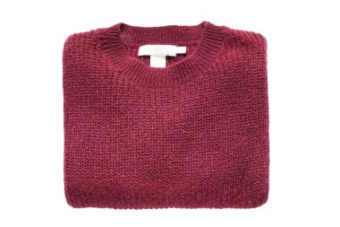 Beyaz zemin üzerine kırmızı katlanmış örme kazak