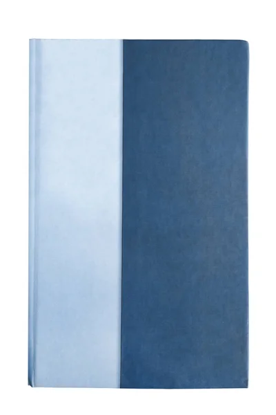 Livre Avec Couverture Bleue Vierge Sur Fond Blanc Gros Plan — Photo