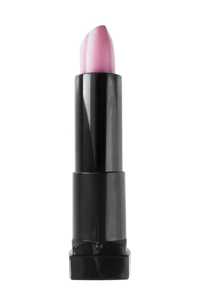 Nude Pink Lipstick Black Tube White Background — Stock Photo, Image