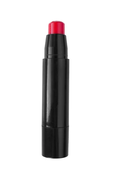 Rode Lippenbalsem Zwarte Buis Geïsoleerd Wit — Stockfoto