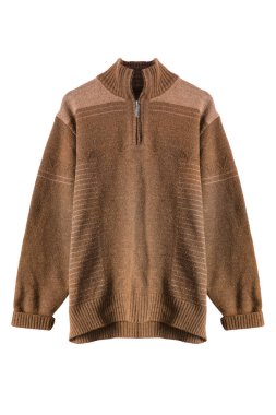 Beyaz bitti izole kahverengi sıcak Örme spor kazak