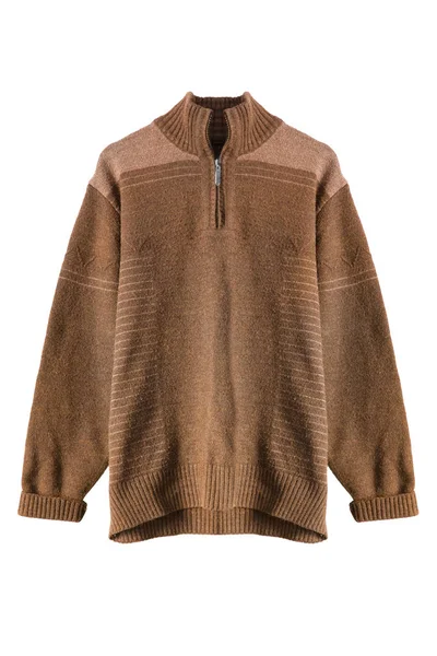 Beyaz bitti izole kahverengi sıcak Örme spor kazak