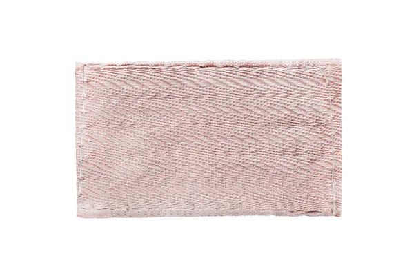 Prázdná Růžová Textilní Náplast Izolovaná Přes Bílou — Stock fotografie