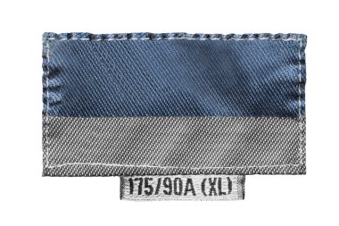 XL boyutu tekstil giyim etiketi beyaz arka plan üzerinde