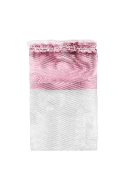 Étiquette Textile Blanche Rose Blanche Isolée Sur Blanc — Photo