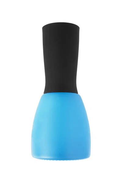 Leere Blaue Nagellack Flasche Auf Weißem Hintergrund — Stockfoto