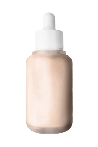 Ocultador Beige Desnudo Botella Vidrio Aislado Sobre Hite —  Fotos de Stock