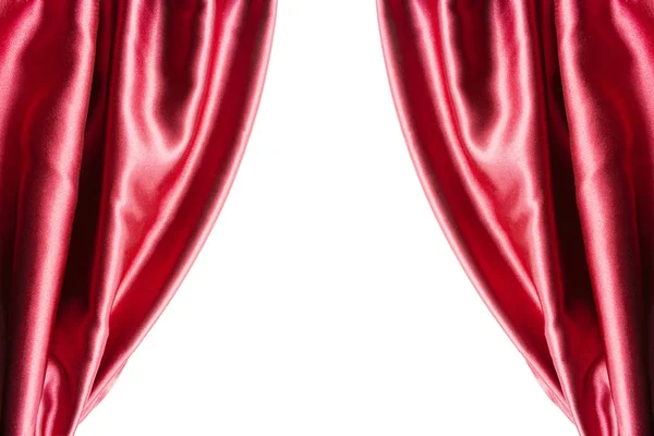 Rosso Tende Raso Primo Piano Sfondo Bianco — Foto Stock