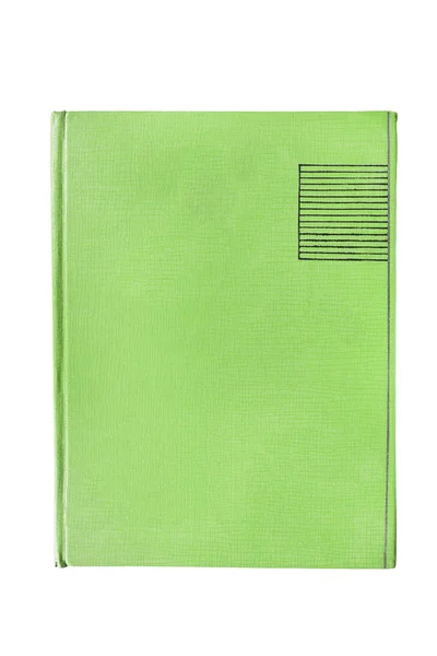 Libro Con Cubierta Verde Blanco Sobre Fondo Blanco —  Fotos de Stock