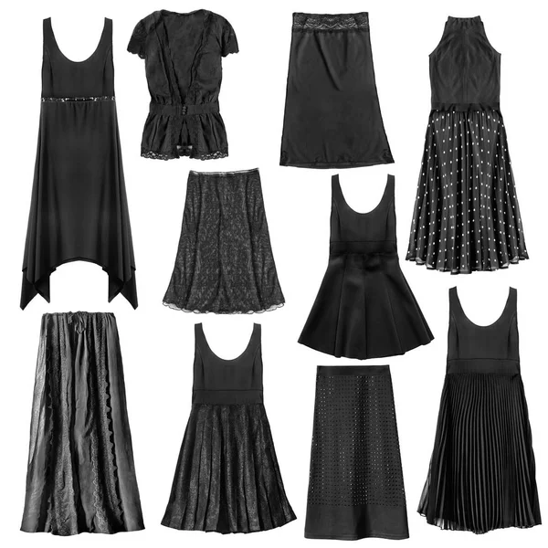 Набір Одягу Чорної Жінки Ізольовані Над Білим — стокове фото