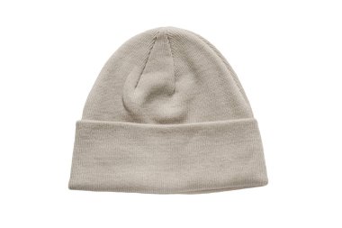 Beyaz bitti izole spor gri örgü şapka