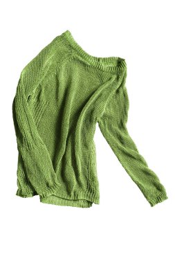 Yeşil beyaz bitti izole buruşuk kazak