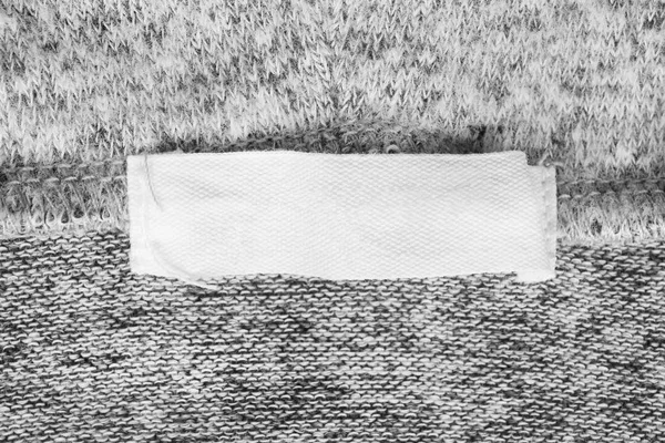 Білий Чистий Текстильний Одяг Лейбл Язаному Вовняному Фоні — стокове фото