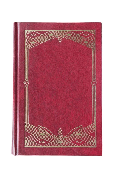 Червоний Позолочений Порожній Обкладинка Книги Білому Тлі — стокове фото