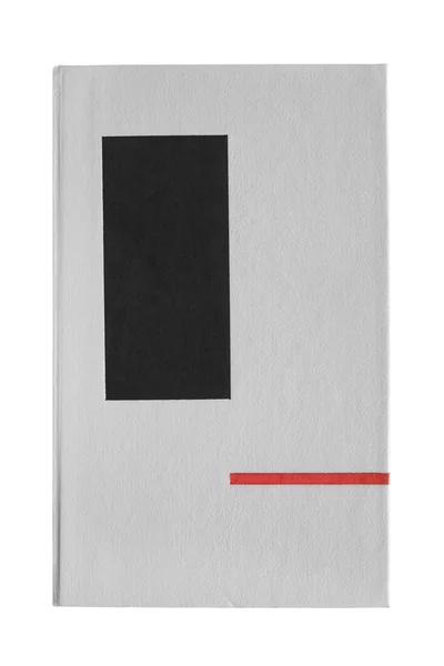 Βιβλίο Κενό Γκρι Κάλυμμα Απομονωθεί Λευκό — Φωτογραφία Αρχείου