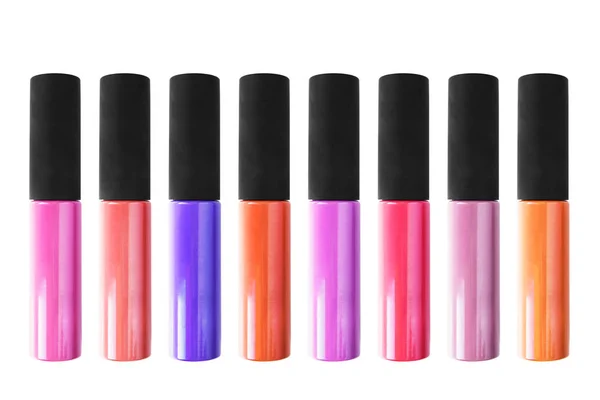 Palette Von Neonfarben Lipgloss Isoliert Über Weiß — Stockfoto