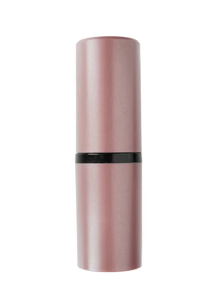 Tubo Batom Rosa Bege Isolado Sobre Branco — Fotografia de Stock