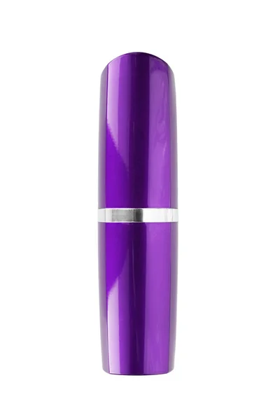 Tubo Lápiz Labial Metálico Púrpura Sobre Fondo Blanco —  Fotos de Stock