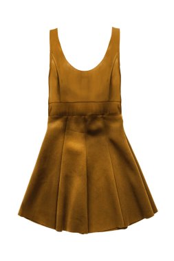 Altın mini kolsuz elbise beyaz bitti izole alevlendi